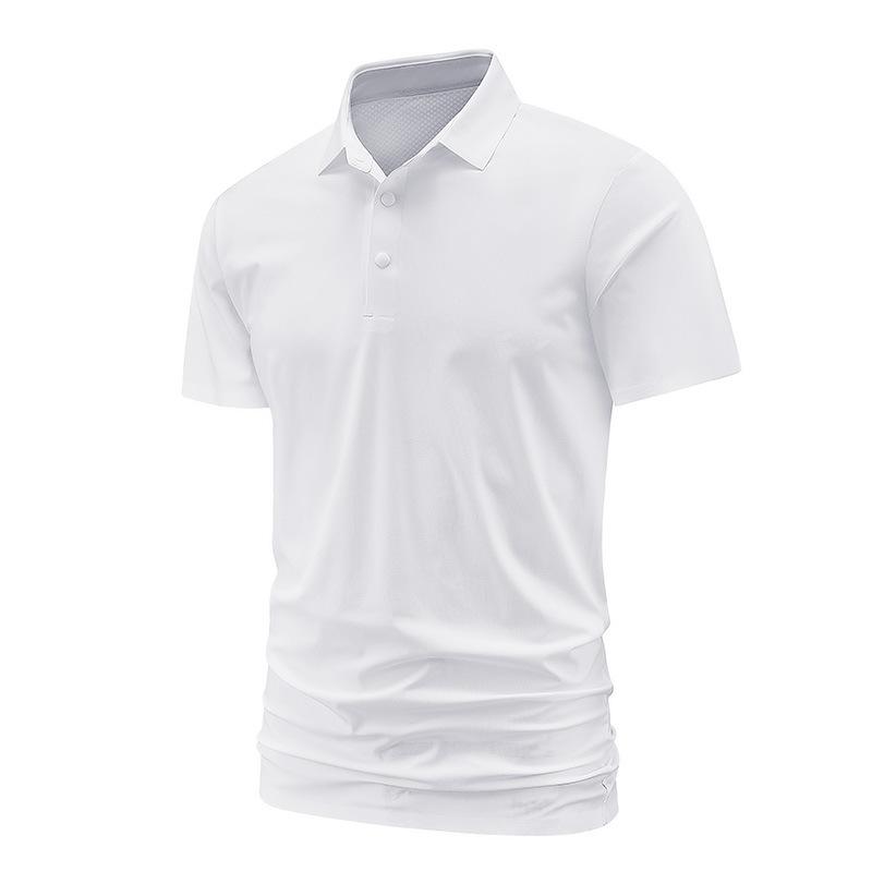 

Поло из ледяного шелка для мужчин среднего и пожилого возраста, с лацканами и короткими рукавами, летняя мужская футболка XXXXXL белый