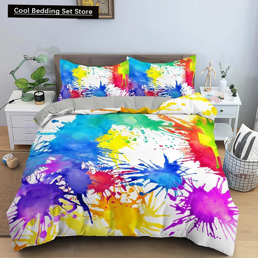 Geometric Printed Bedding Set Colorful Stripe Duvet Cover For Kids Children Quilt Cover 2/3Pcs Microfiber Fabric Home Textile