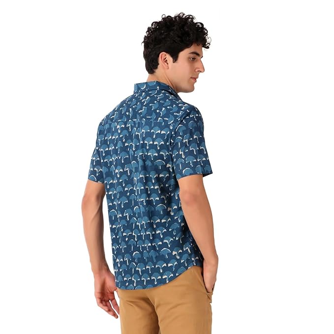Men's Cotton Half Sleeves Printed Casual Shirt