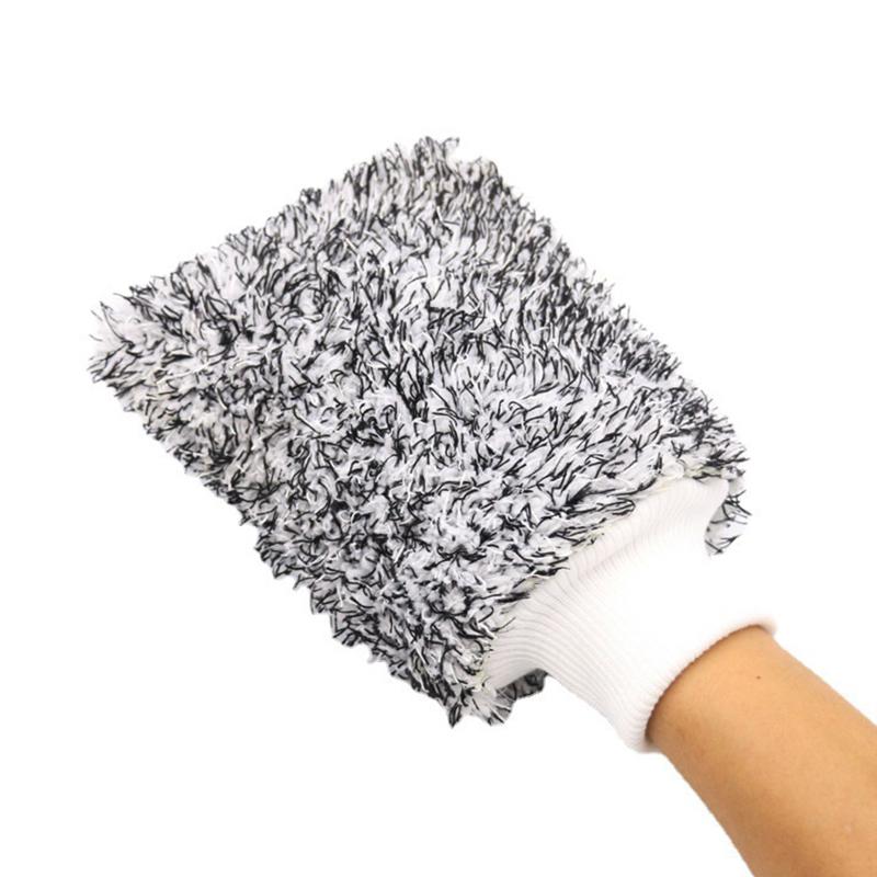 Car Wash Glove Double-sided Coral Fleece Large Thickened Plush Car Wash Gloves Microfiber Absorbent Gloves Cleaning Tool
