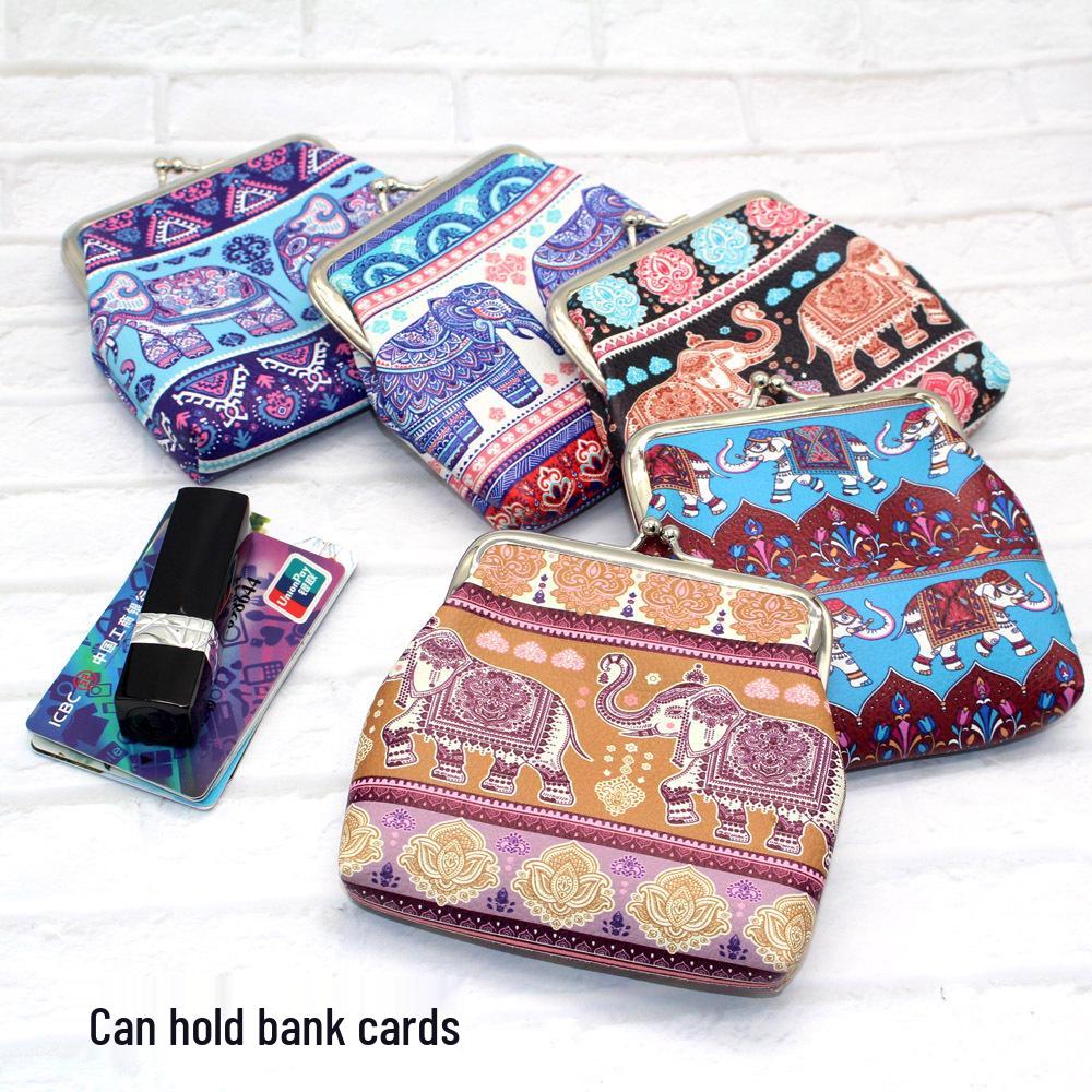 Bohemian Mini Coin Purse: 4-Inch Clip Bag for Cards, Ladies' Clutch