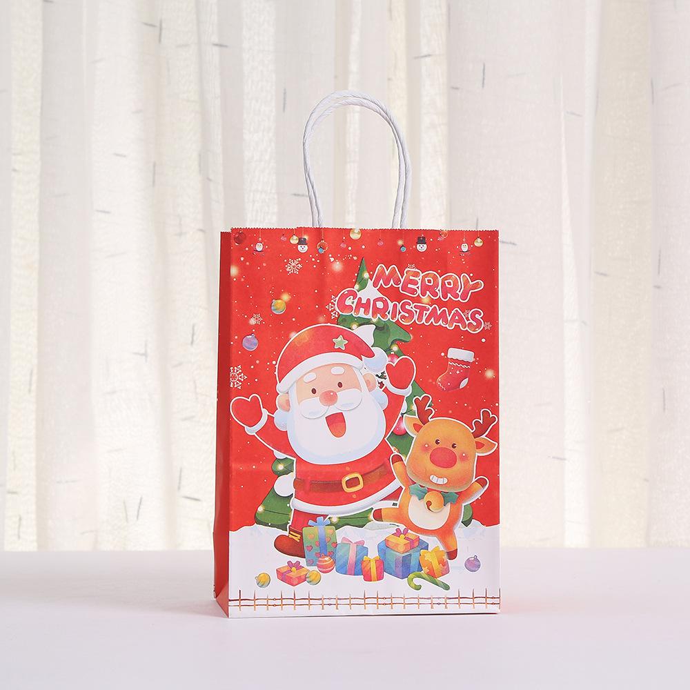 20pcs Cartoon Christmas Series Kraft Paper Handbag Party Gift Packaging Bags Shopping Mall Clothing Candy Shopping Portable Paper Bag