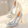 Fashion 2025 New Spring And Autumn Bridal Wedding Shoes Rhine-shaped High Heels Female Stiletto Crystal Pumps