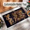 Leopard Theme Crystal Velvet Floor Rug Personalized Custom Name Text Warm Carpet Home Decoration