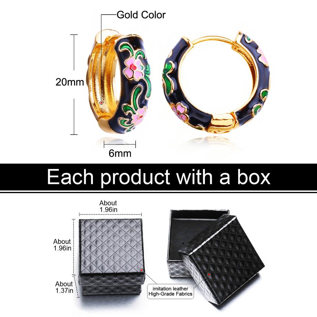 LSOOYH Clip Earrings Fashion Black Earring For Women Geometry Flower Hoop Earrings Jewelry
