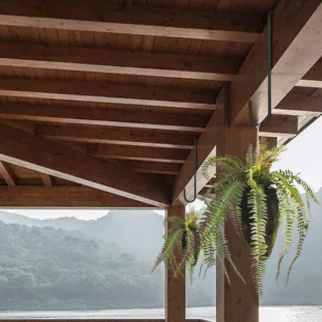 4 PCS Heavy Duty Black Plant Hangers Garden Hooks Fence Hook Hanger Perfect for Hanging Lights Bird Feeder Flower Basket Planters (4.3X 8 inch)