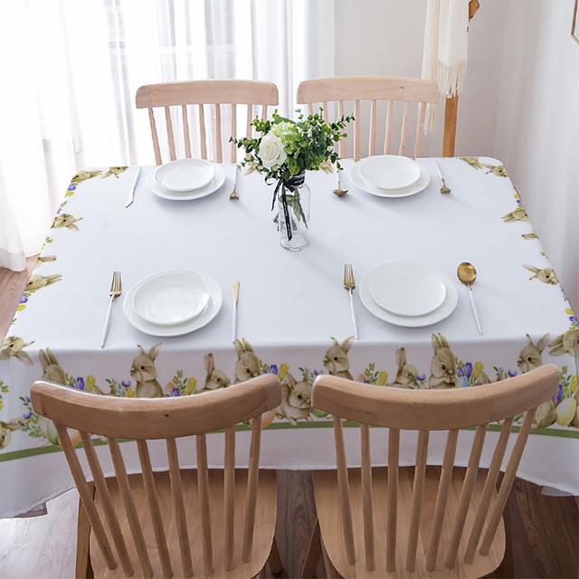 Påskehare Egg Kanin Duk Vanntett Bryllup Spisestue Dekor Bordløper Feriekake Blomsterdekor Duk