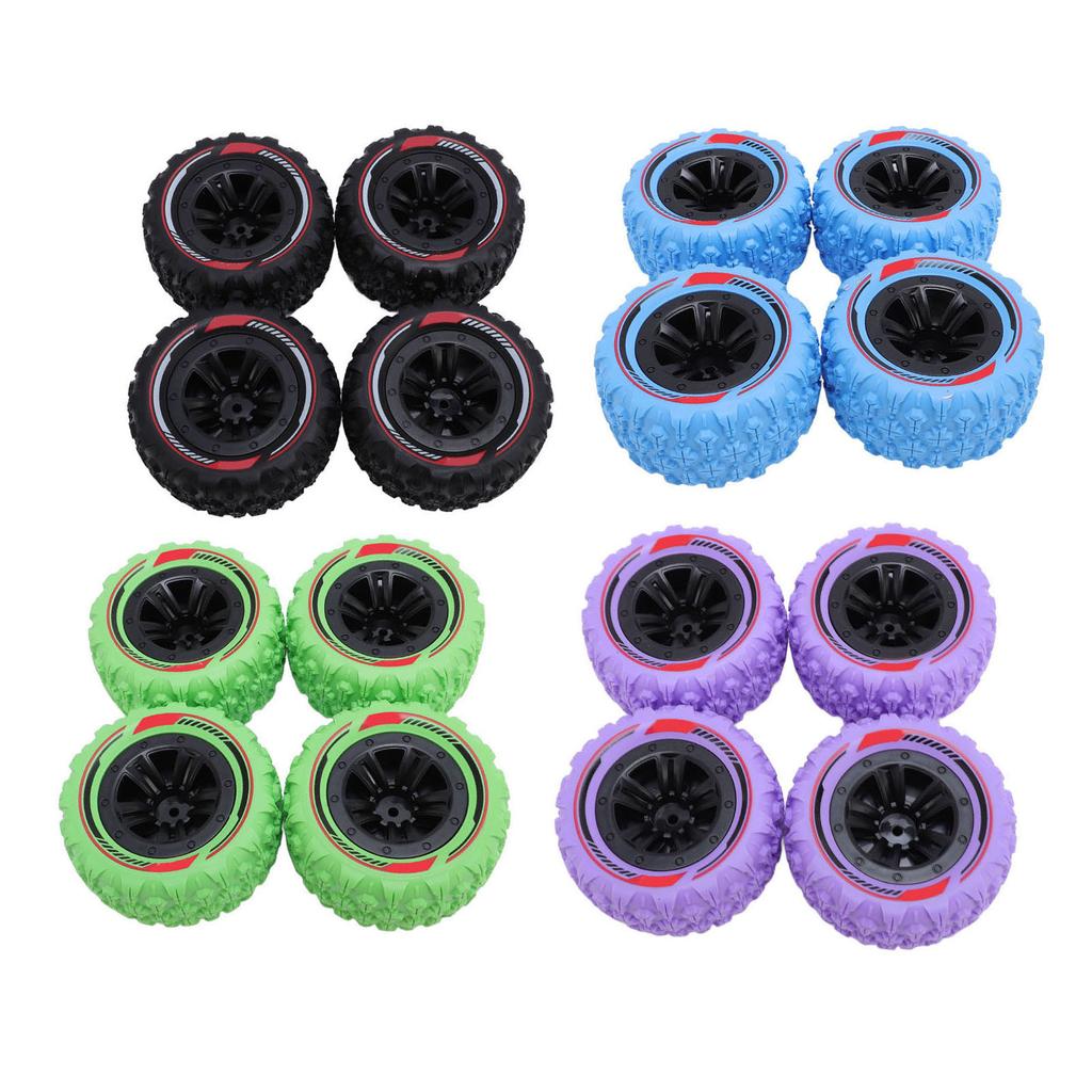 4pcs RC Car Wheels Tires Set with Socket M3 M4 Nut Universal Rubber RC Car Tires for 1/14 1/16 RC Cr
