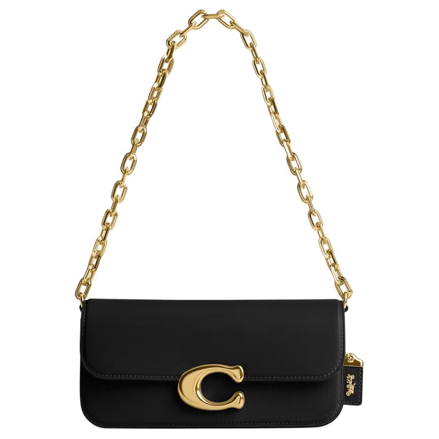 

Coach Idol 23 Minimalist Magnetic Buckle Closure Chain Leather Handheld Crossbody Shoulder Bag Medium Women Bags Black CP120-B4BK Basic Set (Bag+Dust Bag)