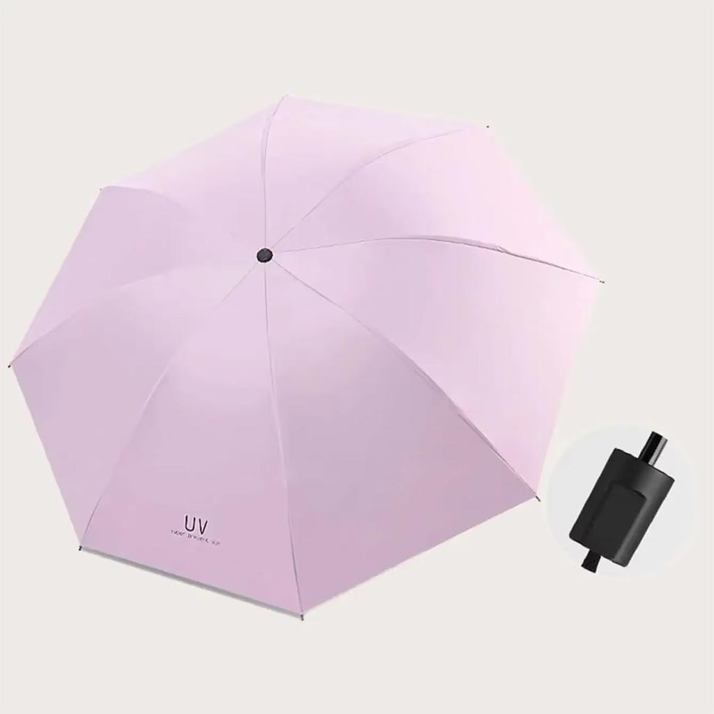 1pc-Solid Color Sunscreen Umbrella, UV Protection Folding Umbrella. Dual-use Umbrella For Both Sunny And Rainy Days