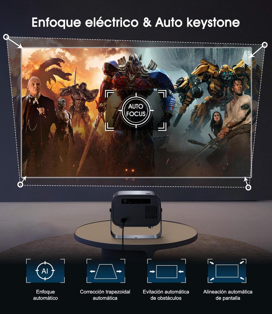 V10 Autofocus 4K Android WIFI Projector with HY300 Gimbal for Home Theater
