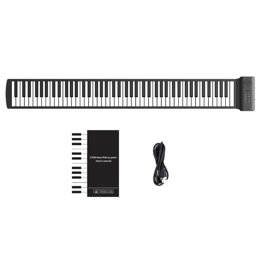 Btuty Electronic Hand Roll Silicone Folding Piano with No MIDI Travel Piano for Beginners Roll-Up Piano, 88-Key Piano, Built-in Speaker, Function,