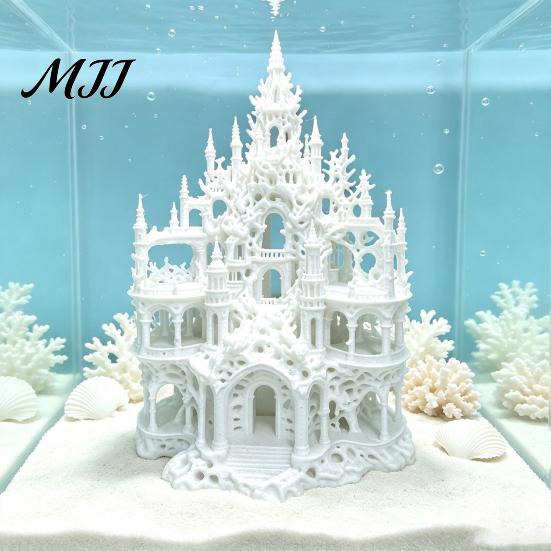 Fish Tank Hideout Cave Gothic Castle Aquarium Hideout, 3D Printed Betta Hide Cave, Small Shrimp Shelter Ornament, Decorative Coral for Resting