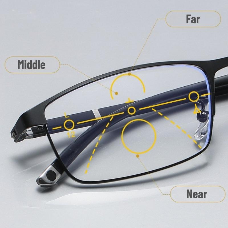 Business Multifocal Pochromic Reading Glasses for Men Quality Progressive Anti-Blue Light Fashion Eyewear Near-far Eyeglasses