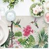 1pc Spring and Summer Geranium Flower Placemats, Red Floral Hummingbird Palm Leaf Monstera Table Placemats