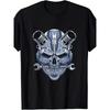 European Sizes Men'S Mechanic Skull & Car Engine Graphic T-Shirt - Funny Automotive Repair Design with Wrenches
