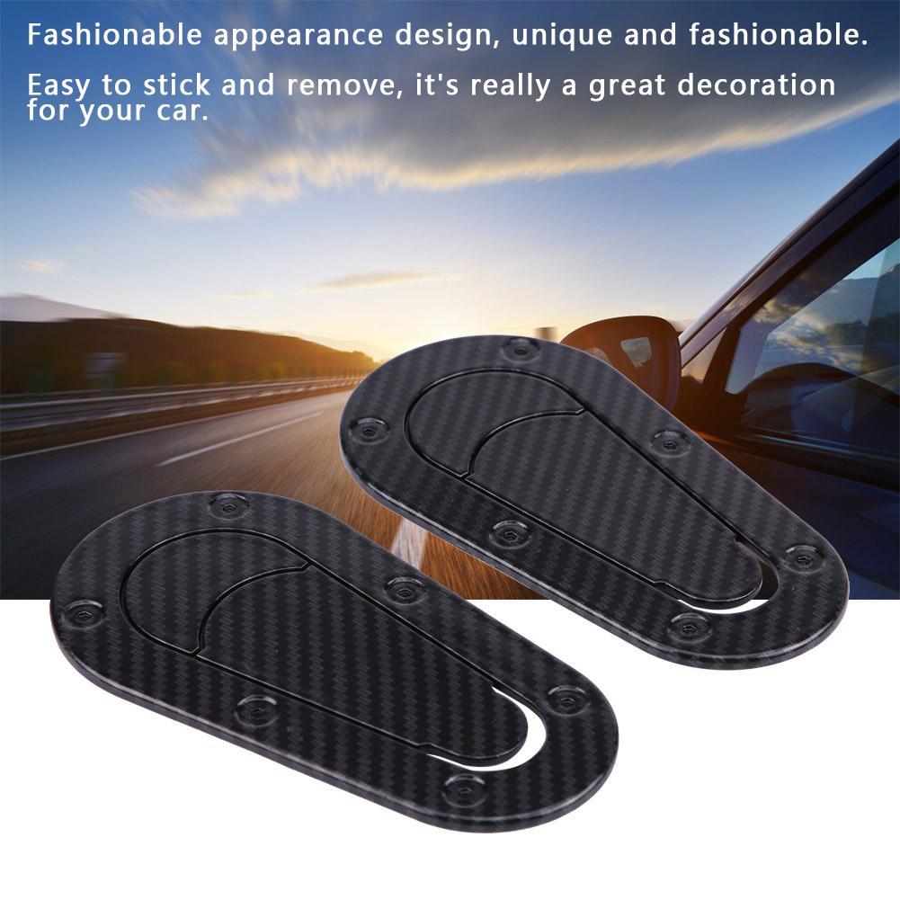 2Pcs Universal Car Bonnet Decorative Lock Sticker Auto Hood Decal Stickers (Black Carbon Fiber)