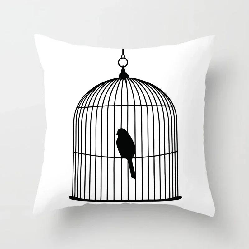 Black and White Cushion Cover Geometric Polyester Throw Pillow Covers Decorative 45x45cm Couch Pillows Fashion Nordic Pillowcase