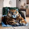 1pc Tiger Print Blanket Lightweight Flannel Blanket Throw Blanket For Sofa, Bed, Travel, Camping, Livingroom, Office, Couch, Chair, And Bed Yy25101519
