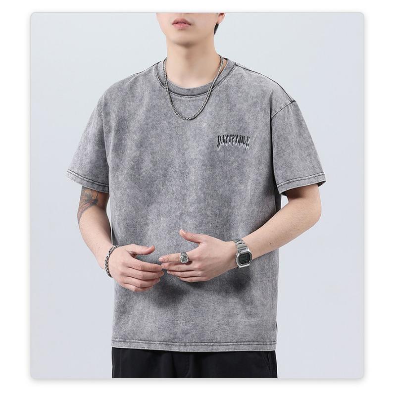 

Summer American High-density Knitted Loose Fashion Printed Men s T-shirt Short-sleeved 3XL
