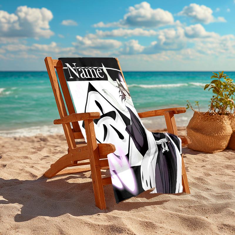 Personalized customized proof beach towel with Byakuya Kuchiki pattern - soft, absorbent, quick-drying, perfect swimming, camping&bathing