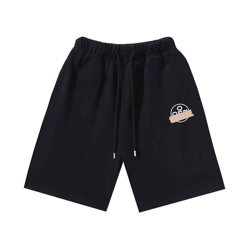 1019 Off-White 2025 Spring/Summer New OW Tape Slant Stripe Pattern Printed Men's and Women's Casual Loose Shorts