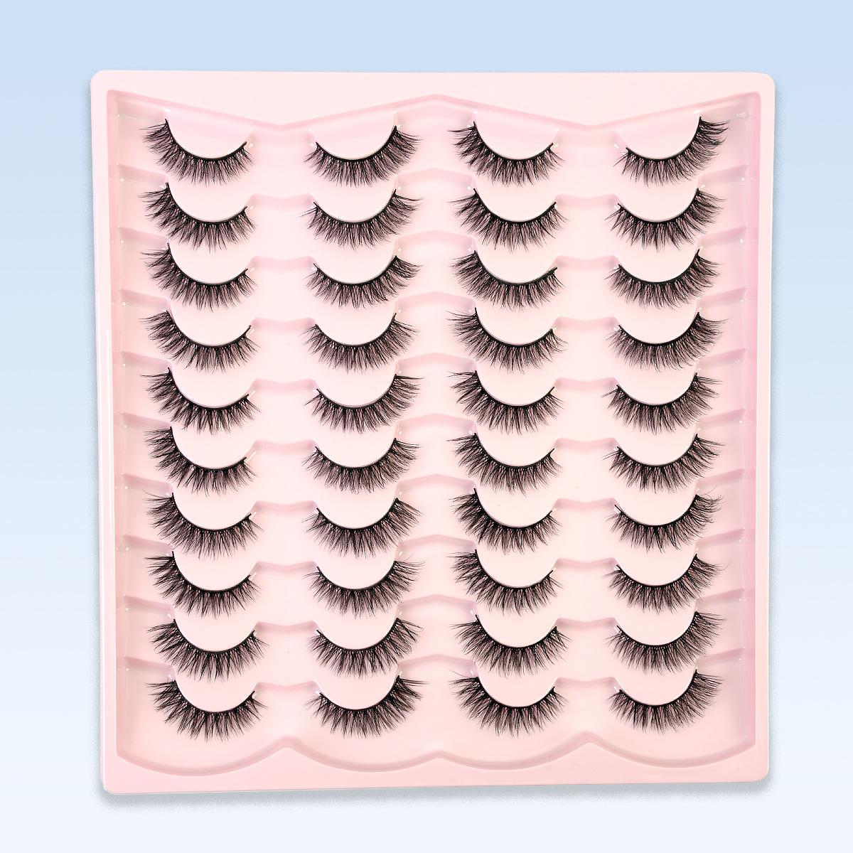3D Chemical Fiber Eyelashes Natural Three-dimensional Curl 20 Pairs of False Eyelashes, Multiple Pairs of Eyelashes 2026 22*20.7*1.8cm