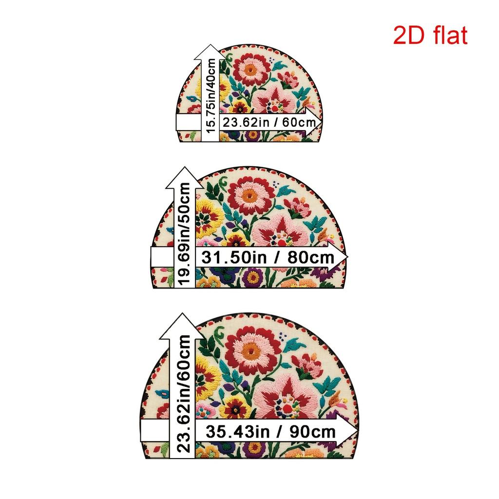 1Pcs Multicolor Floral Semi Circle Welcome Doormat Non-Slip for Outdoor Patio Porch Kitchen Bathroom Entryway Floor Mat