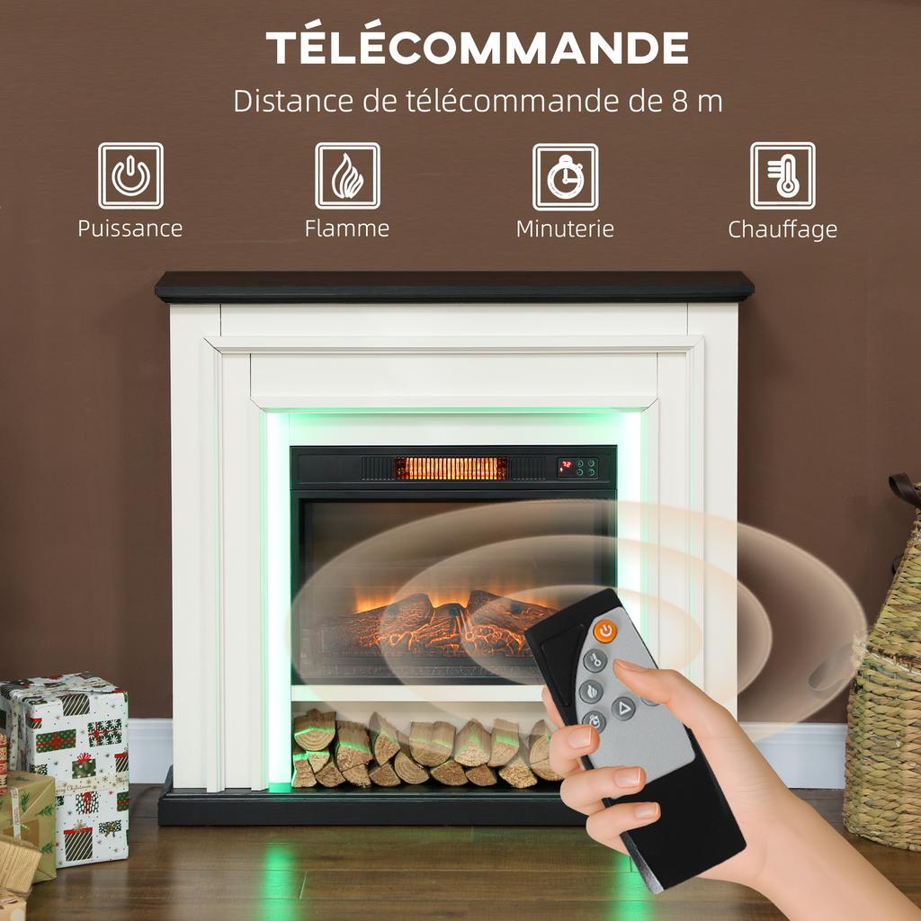 Electric Fireplace 1800W Decorative Fake Fireplace With RGB LED Lights Flame Effect Mantel 105 X 27 X 97 Cm Black