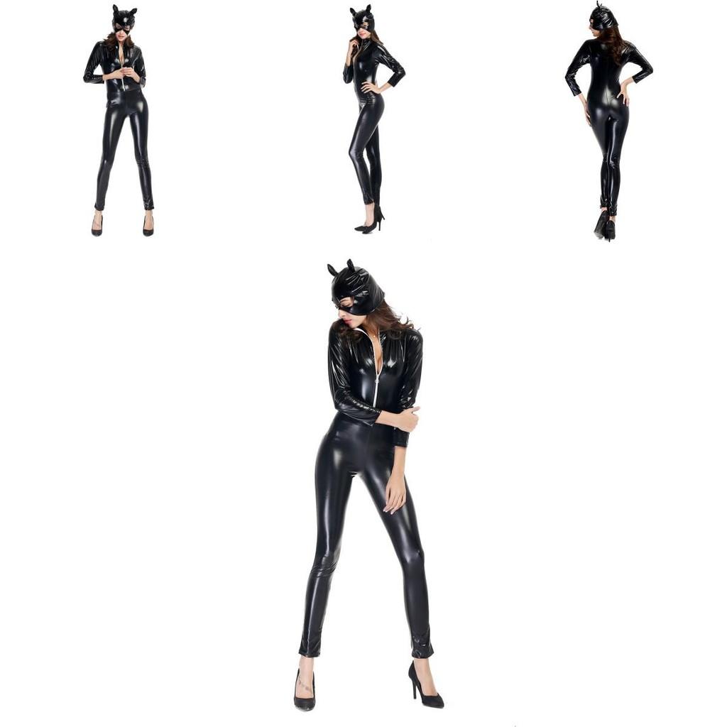 Costume da Ragazza Gatto in Pelle a Tema Gioco per Unisex Festa di Halloween Cosplay