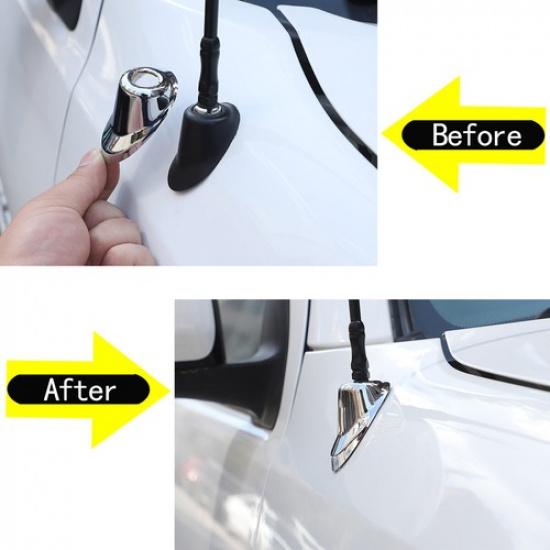 Sliver ABS Engine Hood Antenna Base Ring Cover Trim For Toyota Tacoma 2011-2015