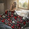Gothic Vampire Print Flannel Blanket Warm Soft Halloween Christmas Decorative Couch Warm Cozy All-Season Gift