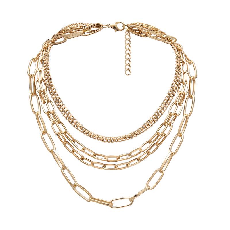 Multilayer  Women Lady Alloy Clavicle Choker Necklace Charm Chain Jewelry
