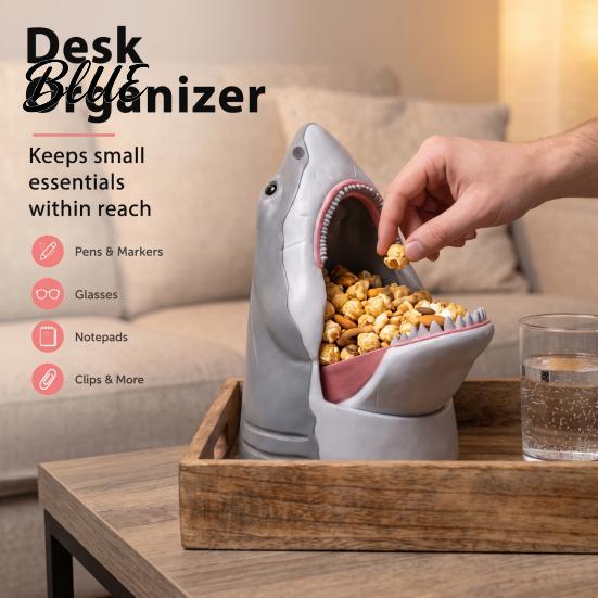 Shark Themed Box Storage Box Head Jewelry Desk Organizer Snack Bowl Candy Container Desktop Decorative