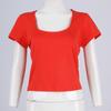 New Women's Fit Color Short-Sleeved Summer Square Collar Casual T-Shirt For Women