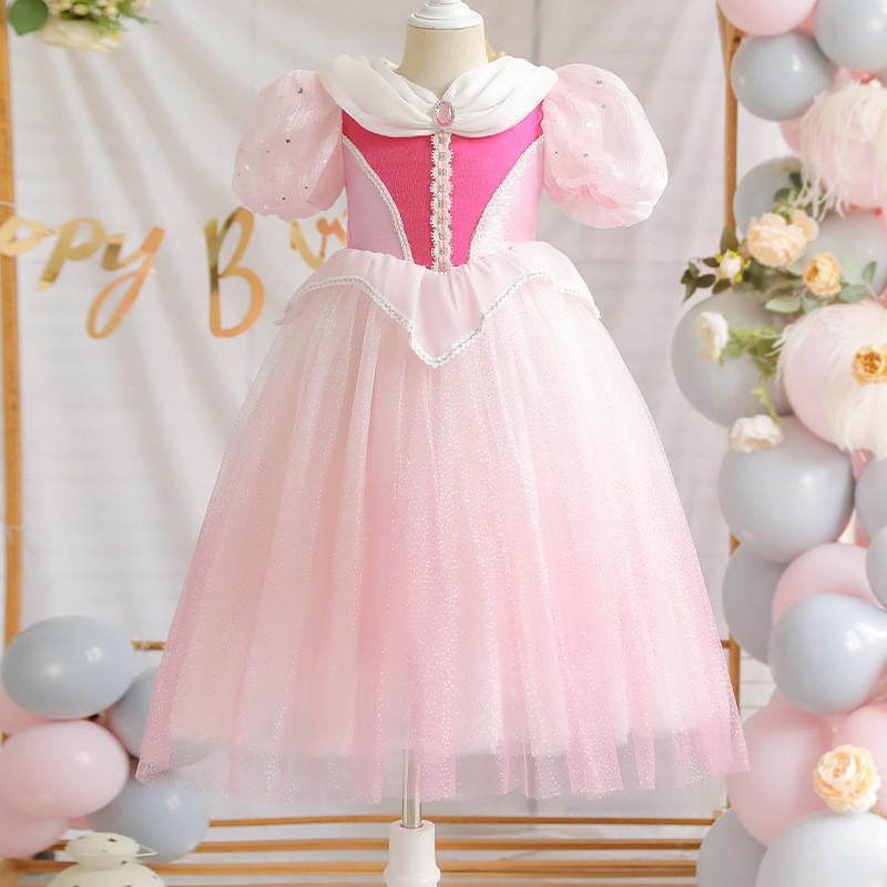 Girls' Puff Sleeve Mesh Princess Dress – Fashionable Summer Style