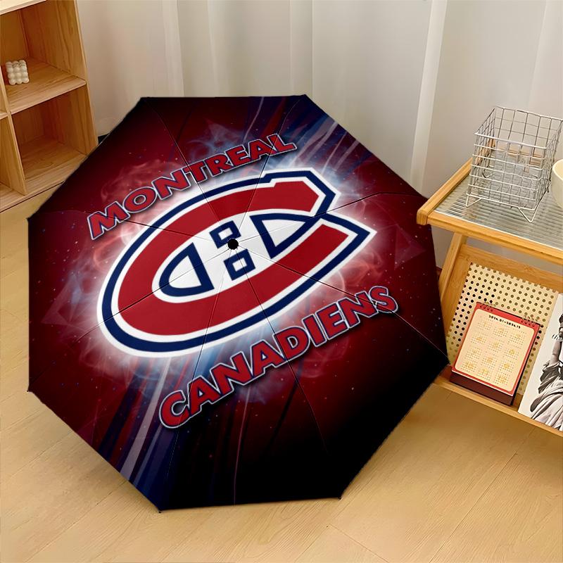 Stampa Montreal Canadiens Auto 8?Ombrello Pieghevole con Stecche Resistente al Vento Leggero Ombrello Automatico per Viaggi Quotidiani