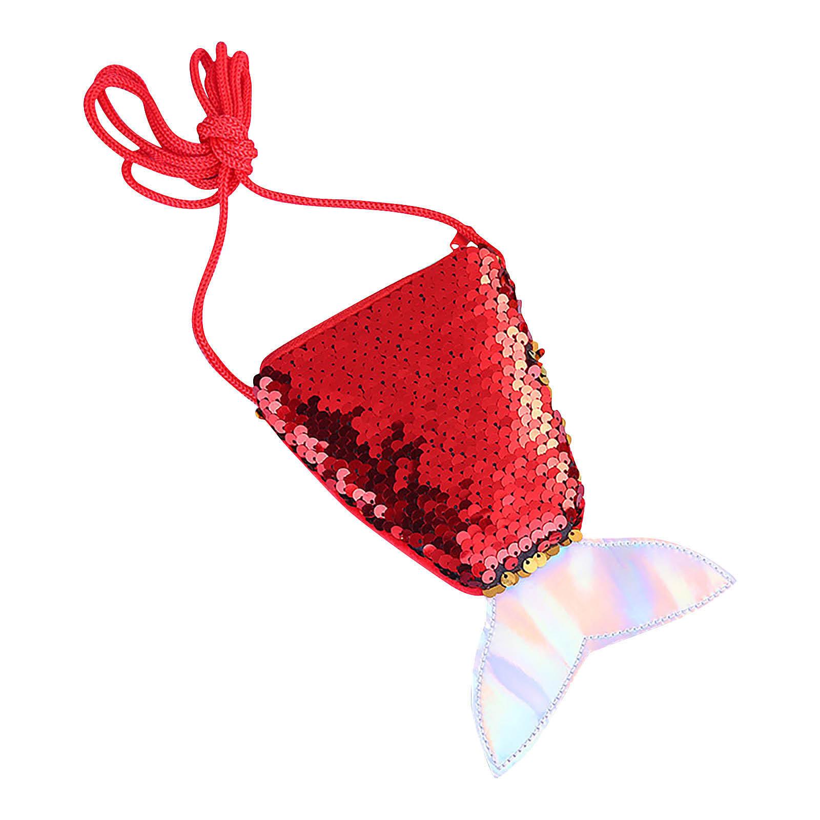 

Детские кошельки с блестками, сумки, кошельки на молнии, милый пакет, пакет с рыбьим хвостом One Size красный