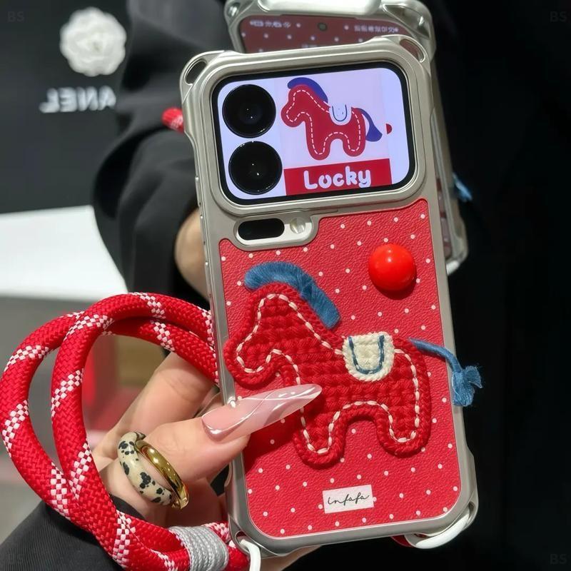 Polka Dot Embroidered Pony Lanyard Suitable for Apple 17/16promax Mobile Phone Case Huawei Vivoppo Xiaomi 15 Tide