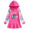 Spring & Autumn Ruffle Cartoon Rainbow Hooded Long Sleeve Princess Dress for Girls