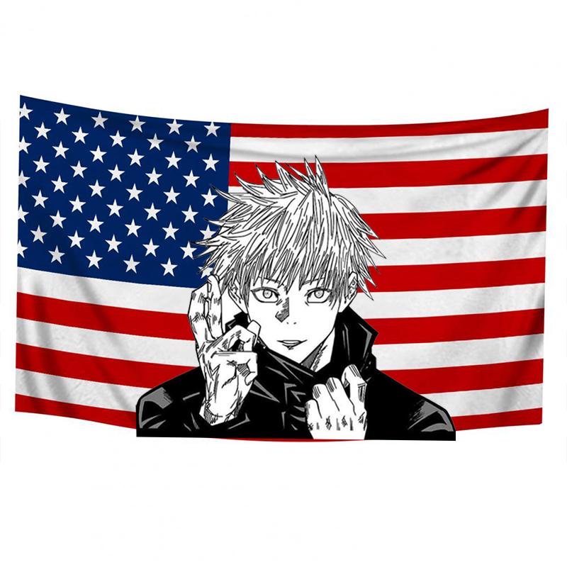 90x150cm Pink American Flag Anime Decorating Wall Tapestry Home Bedroom Anime Spell Return Battle Living Room Bedroom Tapestry