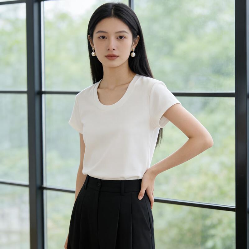 Yiershuang Women's Slim Fit Fly Sleeve Round Neck T-Shirt