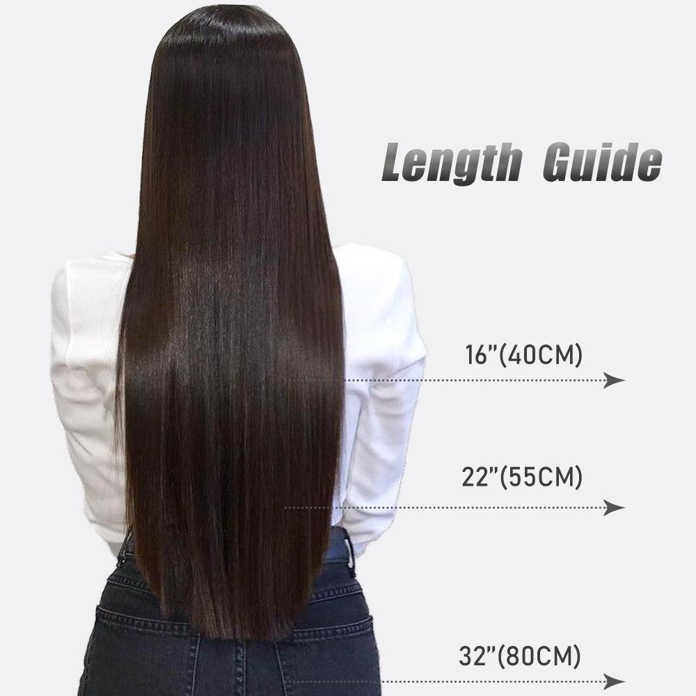 Women Fashion Long Straight Hair Extensions Synthetic Fiber Long Wavy Straight Invisible No Clips Hairpiece