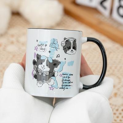Cartoon Two Color Small Side-woman Mug Ins High Value Water Cup Summer Dormitory Coffee Milk Cup Gift