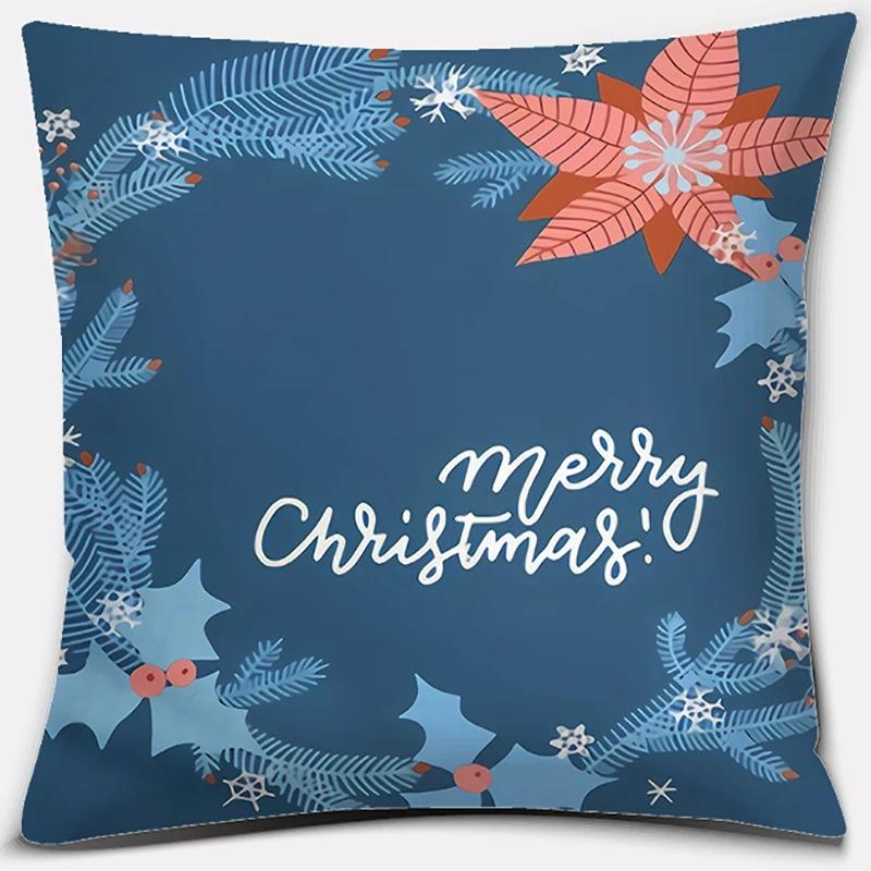 Christmas Themed Throw Pillow Cover with Short Plush Print for Living Room Decoration Cushion Cover Pillow Covers Decorative