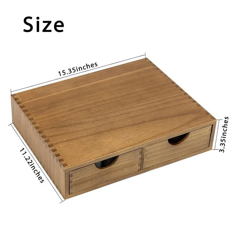 Coffee Pods Storage Drawer Holder Coffee Pod Organizer with 2 Drawers Retro Wooden Home Tabletop Storage Organization for Tea