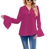 HNXC Damesmode Casual Effen Kleur Print Lange Mouw V-hals Blouses & Shirts