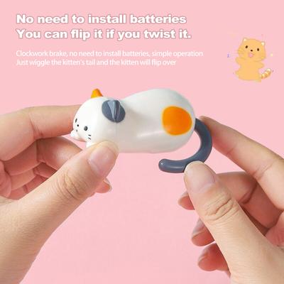 1/2/3/5/6/9Pcs/Set Wind-up Rolling Cat Toy Clockwork Spring Tumbling Kitten Interactive Stress