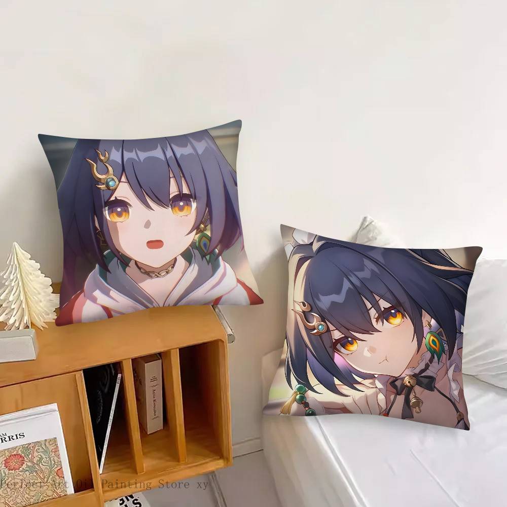 1pc Game Anime Honkai Star Rail Yunli Pillow Case Fashion Square Pillowcase Bedroom Sofa Room Ins Decoration Leisure