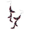 Bat Drop Earrings Lightweight Acrylic Hook Pair for Halloween Parties, Costume Looks and Themed Photo Styling Wear